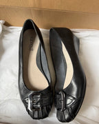 Black Leather Ballet Flats