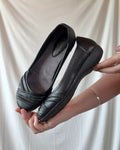 Black Faux Leather Layered Ballet Flats