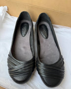 Black Faux Leather Layered Ballet Flats