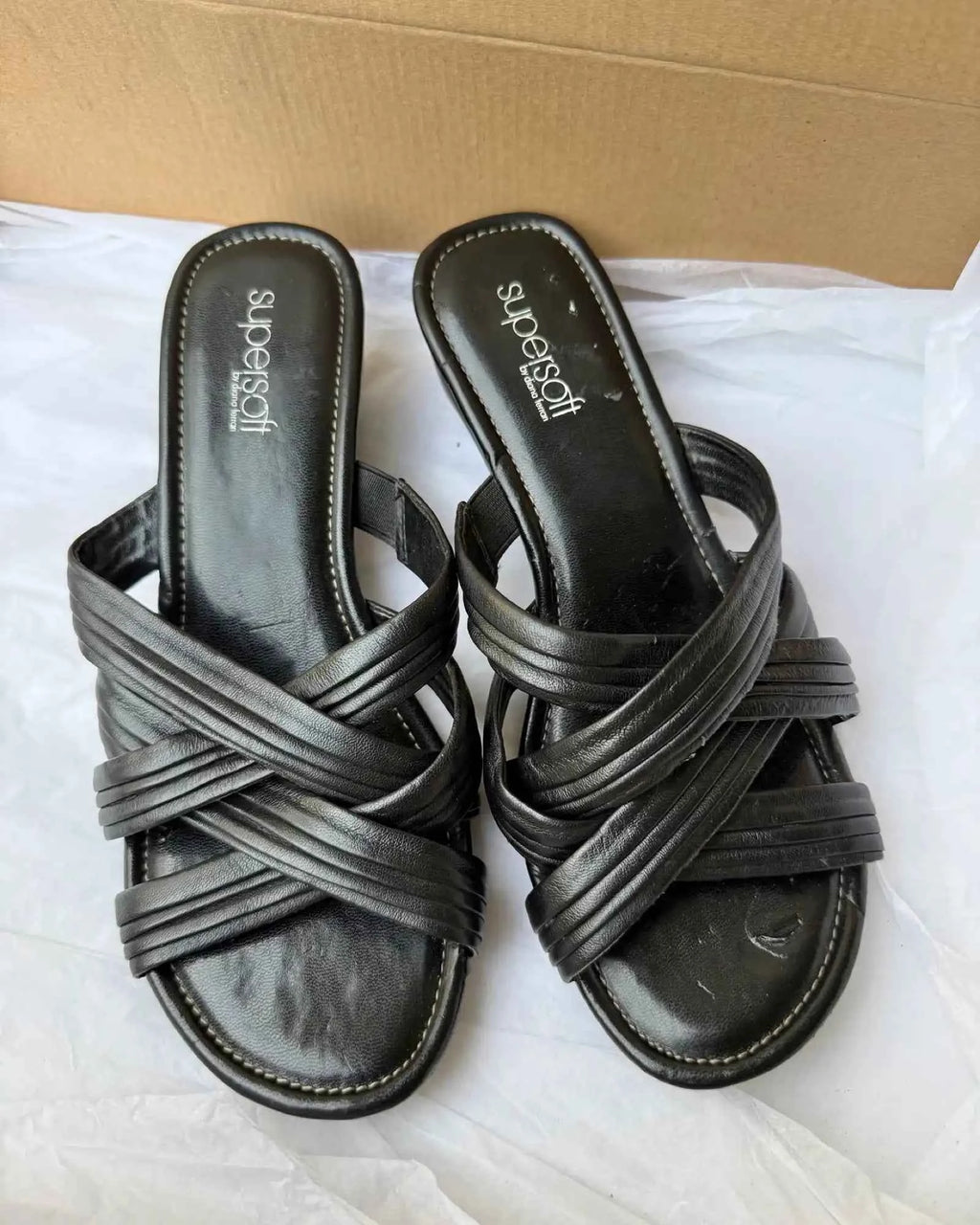 Black Strappy Wedge Heels