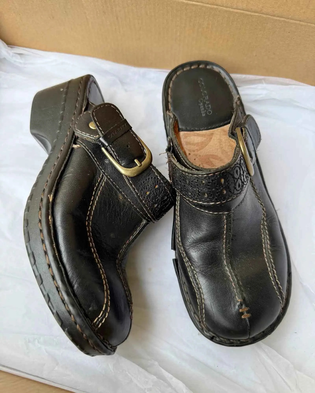 Brown Leather Mules