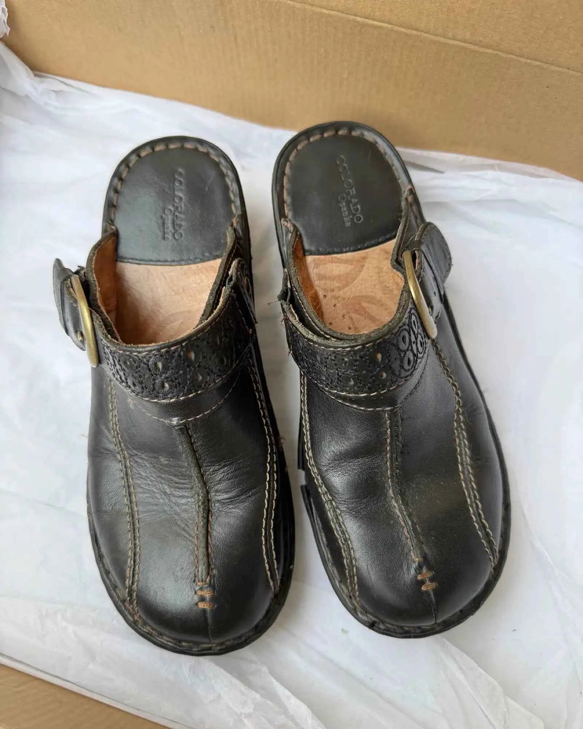 Brown Leather Mules