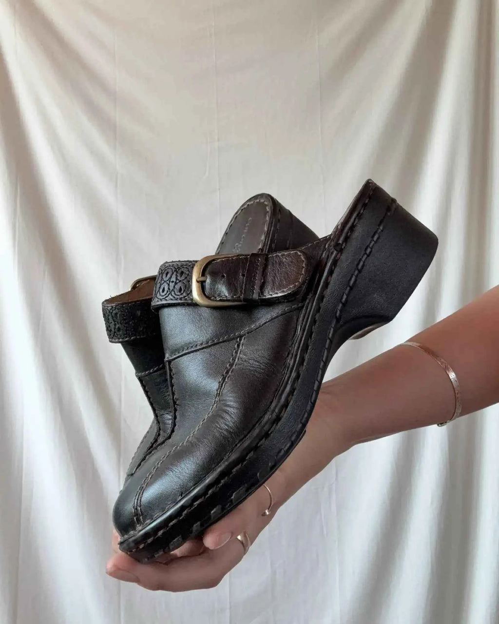 Brown Leather Mules