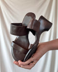 Brown Leather Wedge Sandals