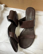 Brown Leather Wedge Sandals