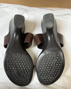Brown Leather Wedge Sandals