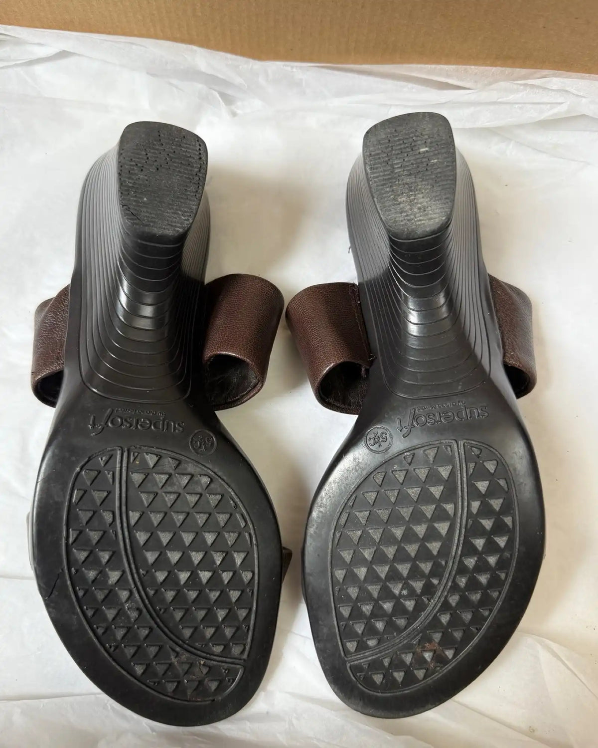 Brown Leather Wedge Sandals