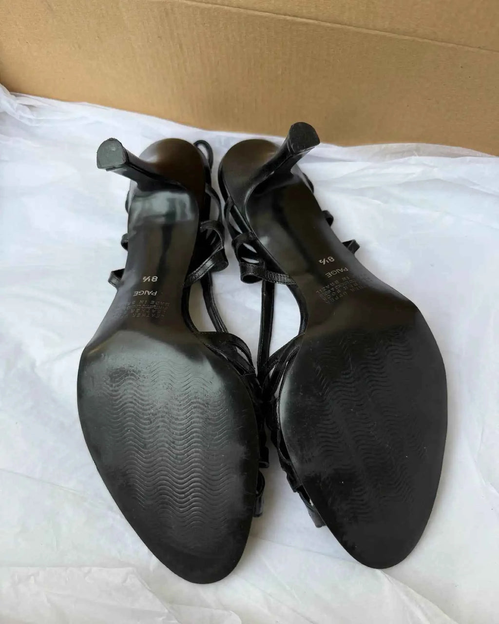 Black leather Strappy Heels