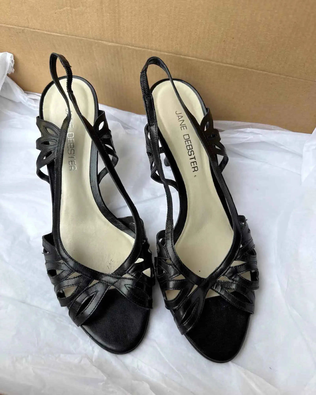 Black leather Strappy Heels