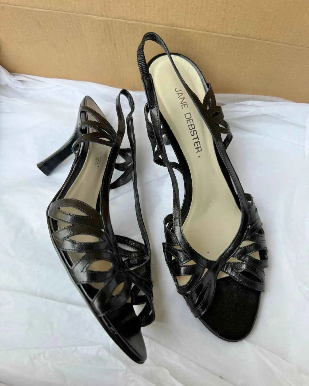 Black leather Strappy Heels