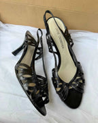 Black leather Strappy Heels