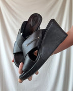Black 90s Wedge Heels