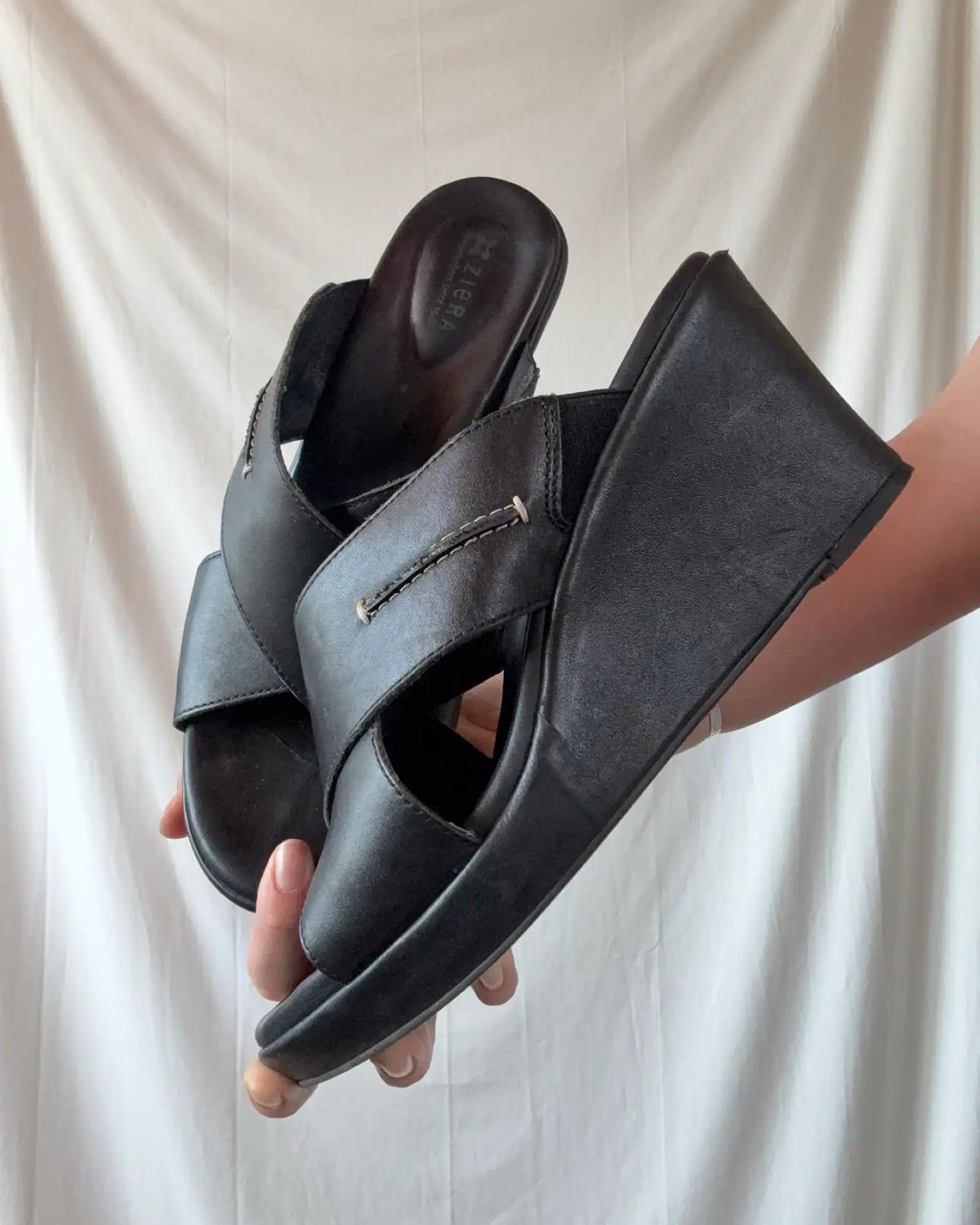 Black 90s Wedge Heels
