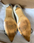 Cream Black Vintage Pointed Heels