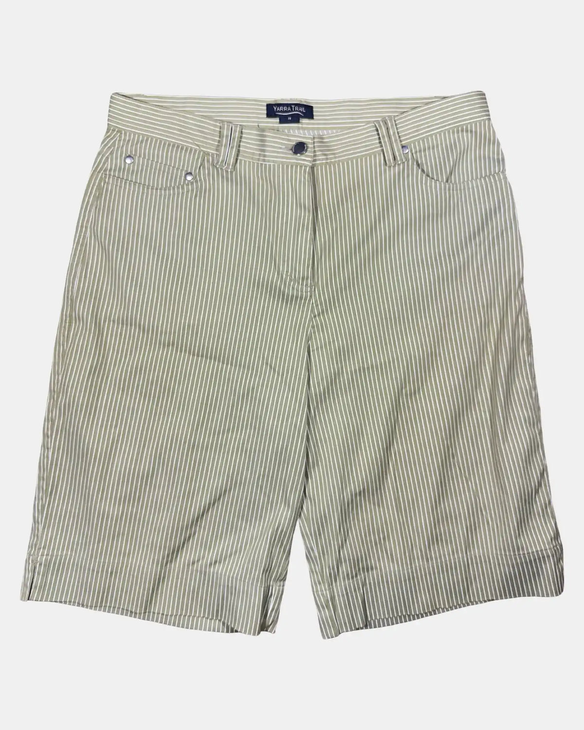 Green and White Striped Jorts