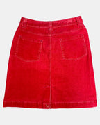 Red Corduroy 90s Mini Skirt