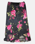 Flowy Black and Pink Floral Maxi Skirt | Estimated Size 10-12
