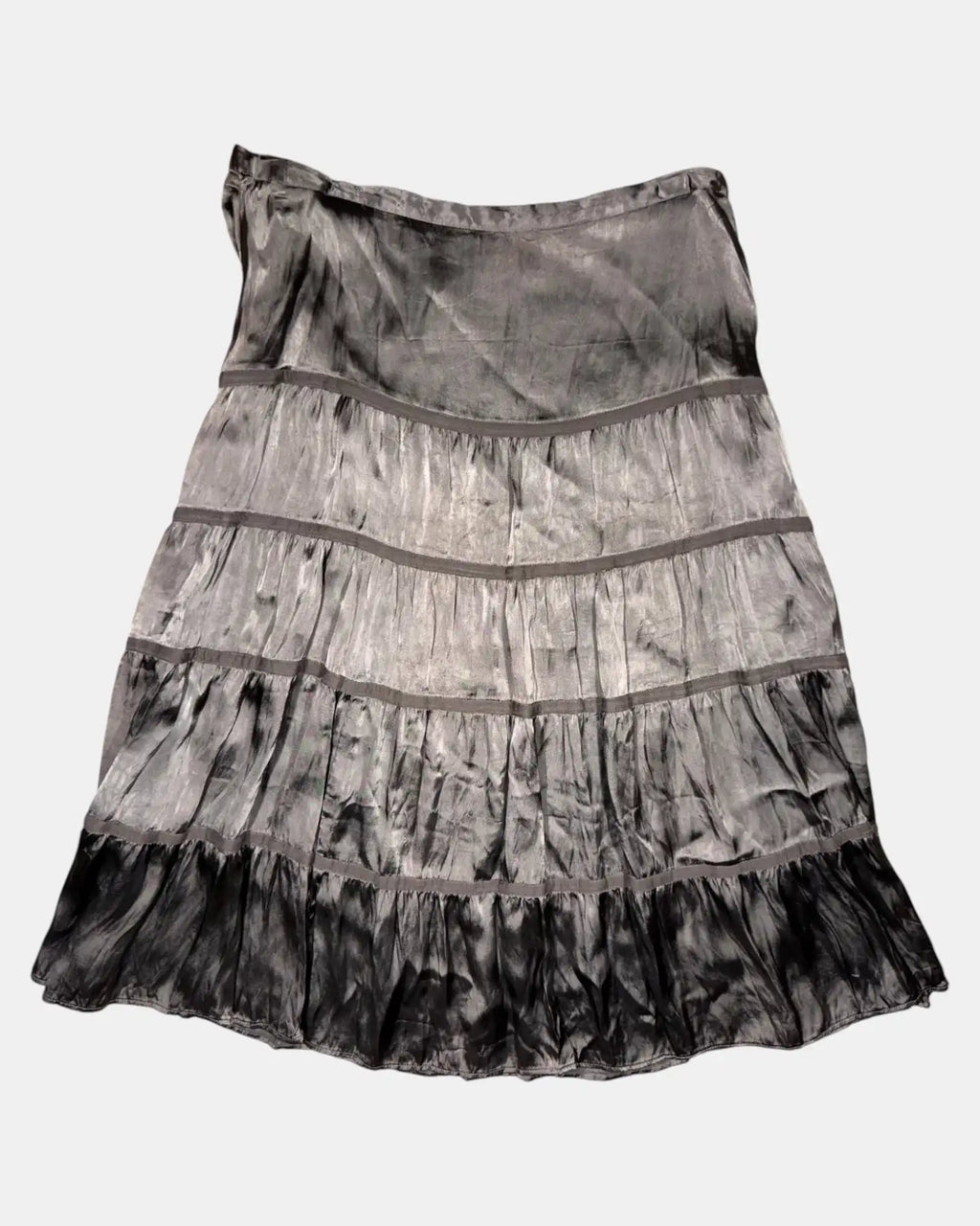 Brown Flowy Tiered Midi Skirt