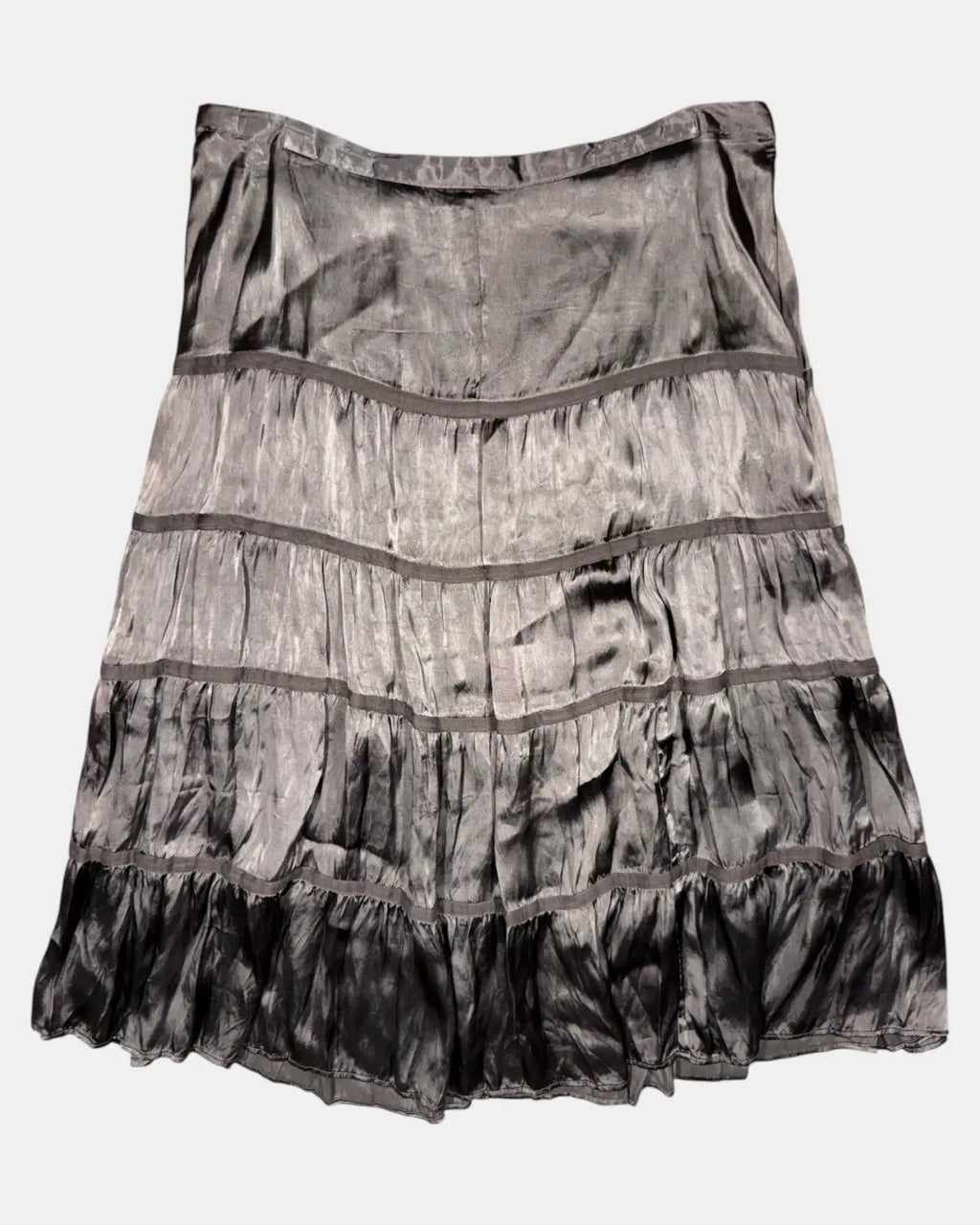 Brown Flowy Tiered Midi Skirt