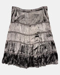 Brown Flowy Tiered Midi Skirt