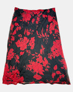 Red Floral Flowy Midi Skirt | Estimated Size 12-14
