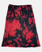 Red Floral Flowy Midi Skirt | Estimated Size 12-14