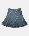 Denim Midi Skirt with Ruffle Detail | Size 12