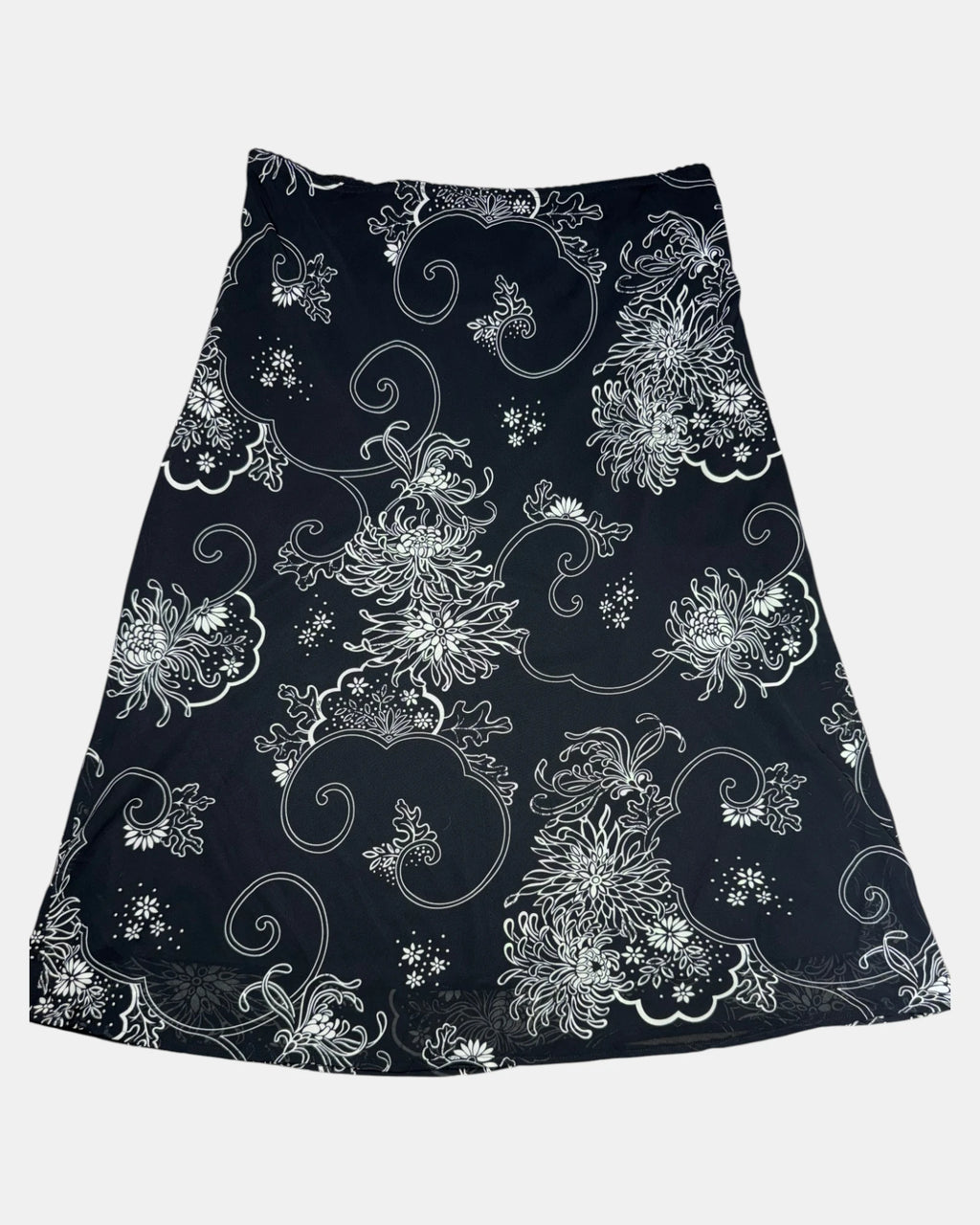 Black & White Paisley Pattern Skirt | Size 18 - Zip Vintage
