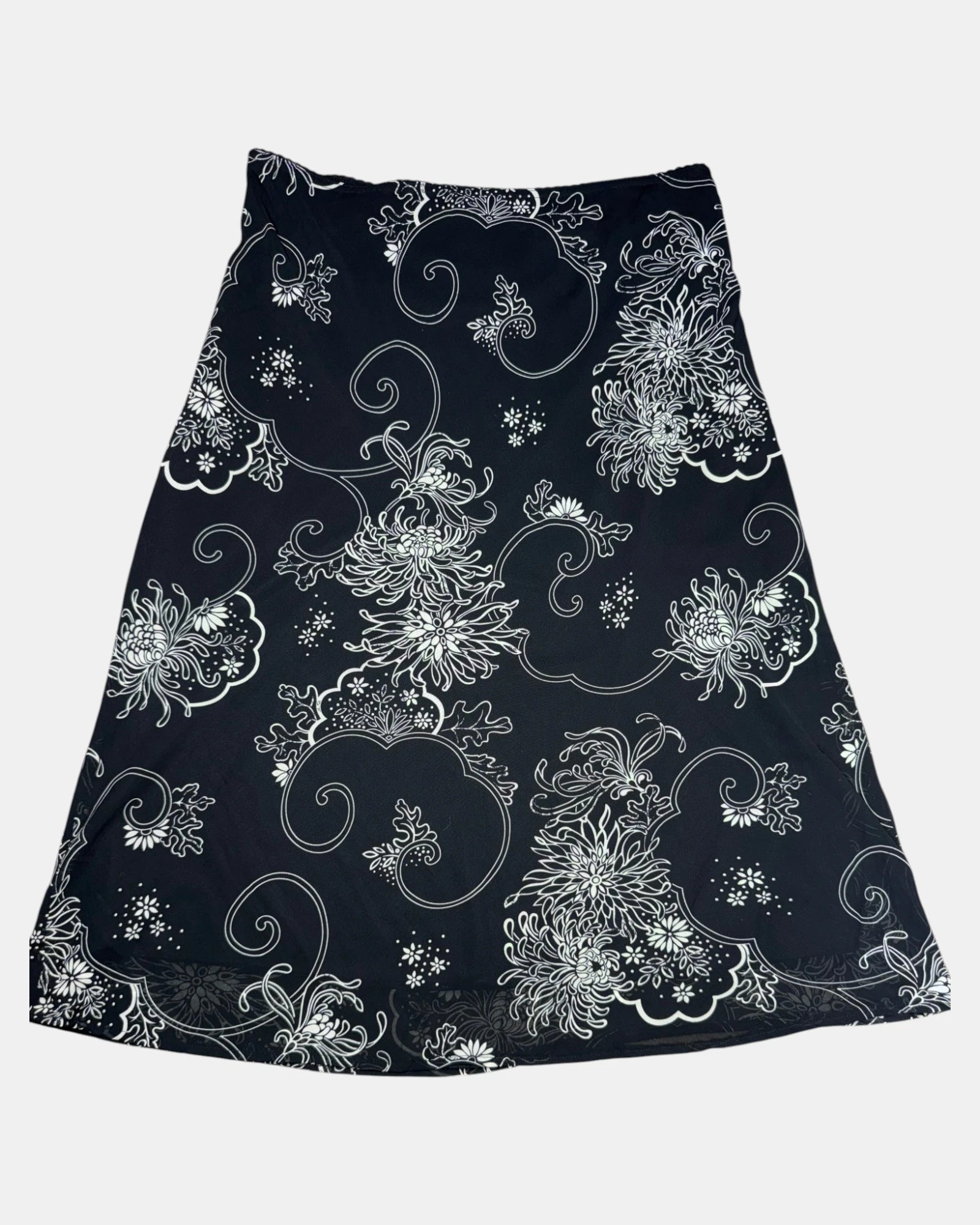 Black & White Paisley Pattern Skirt | Size 18