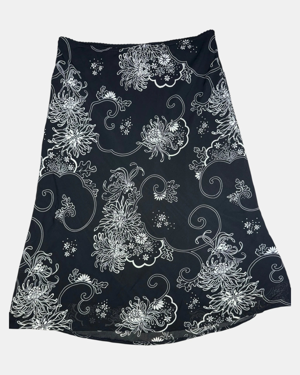 Black & White Paisley Pattern Skirt | Size 18 - Zip Vintage
