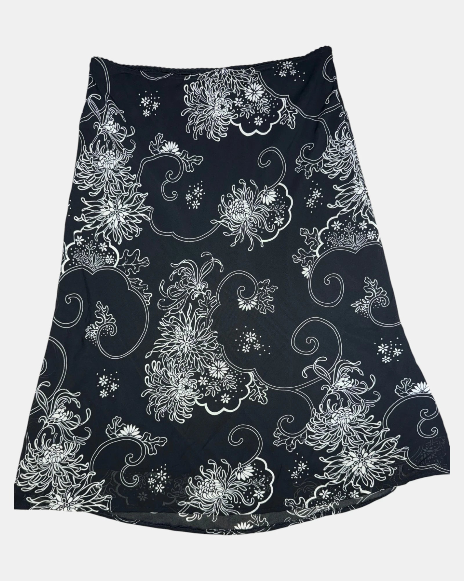 Black & White Paisley Pattern Skirt | Size 18