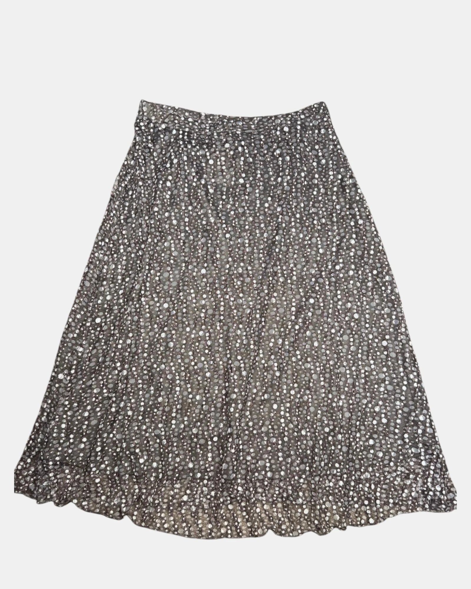 Brown and White Mesh Textured Skirt | Size 14