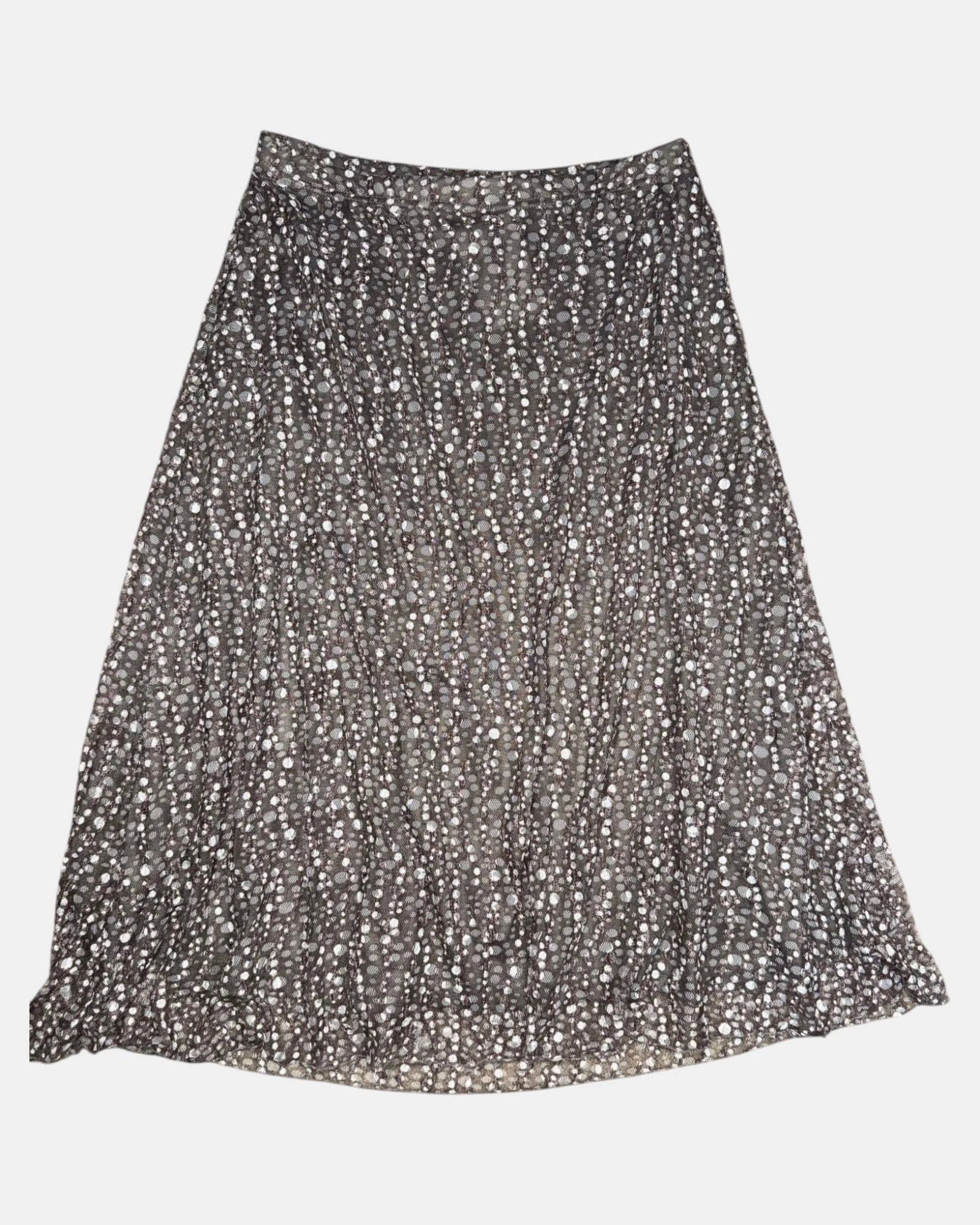 Brown and White Mesh Textured Skirt | Size 14