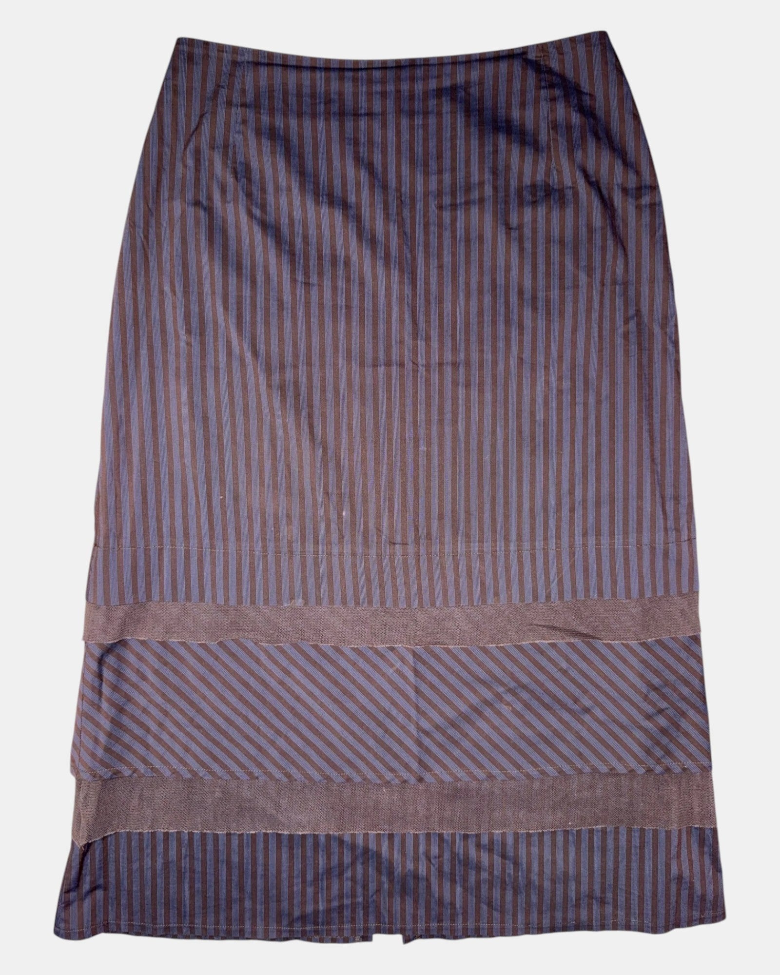Brown and Blue/Purple Striped Layered Maxi Skirt | Size 12 | Size 12