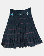 Black Skirt with Ruffles and Gem Detailing