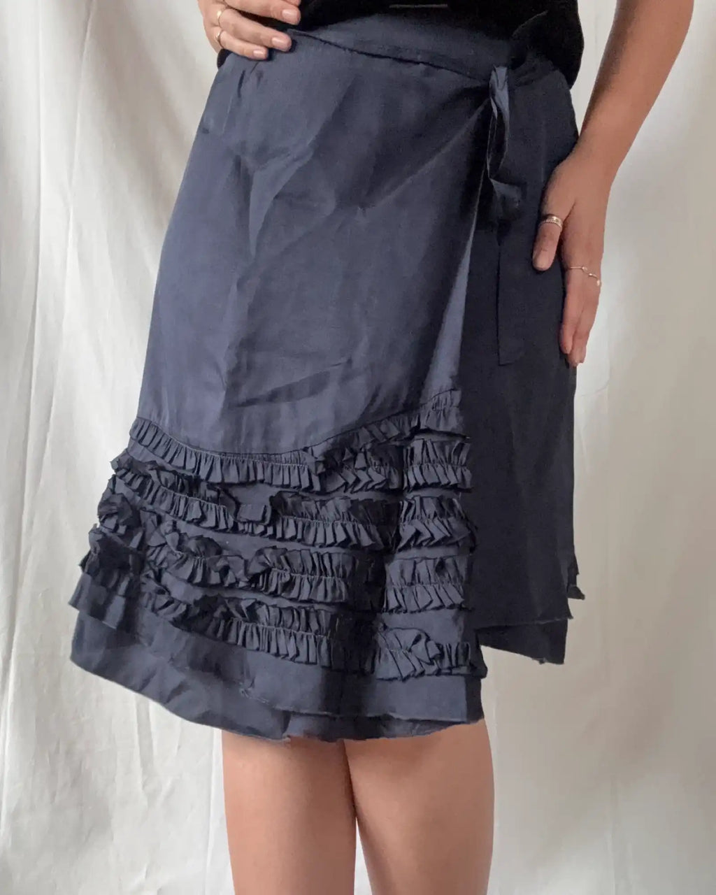 Black Ruffle Tie Up Skirt