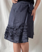 Black Ruffle Tie Up Skirt