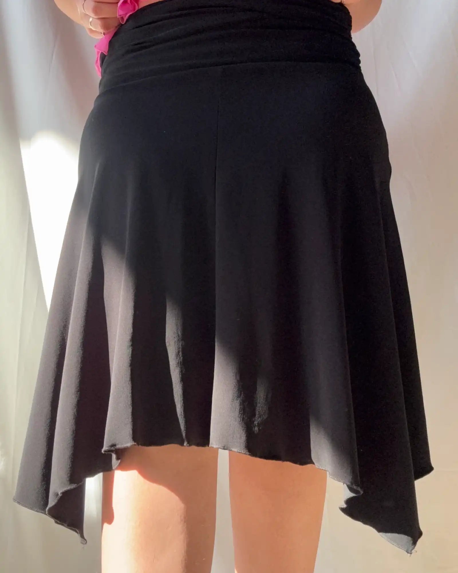 Black Stretchy Ruffle Skirt