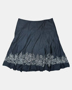 Black Flowy Midi Skirt with Flower Details