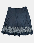 Black Flowy Midi Skirt with Flower Details