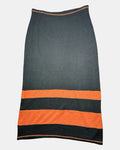 Black and Orange Striped Knit Maxi Skirt