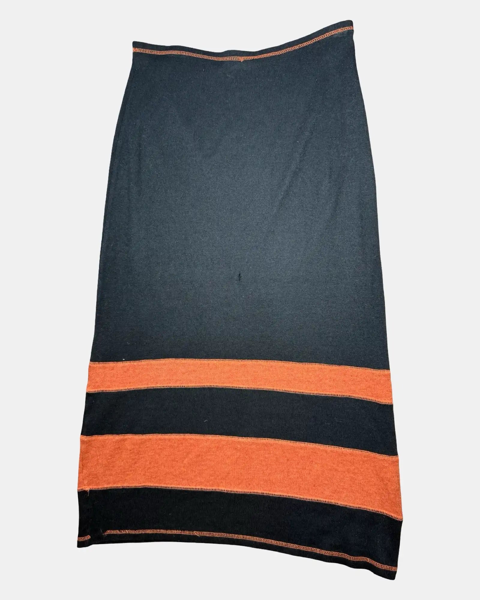 Black and Orange Striped Knit Maxi Skirt