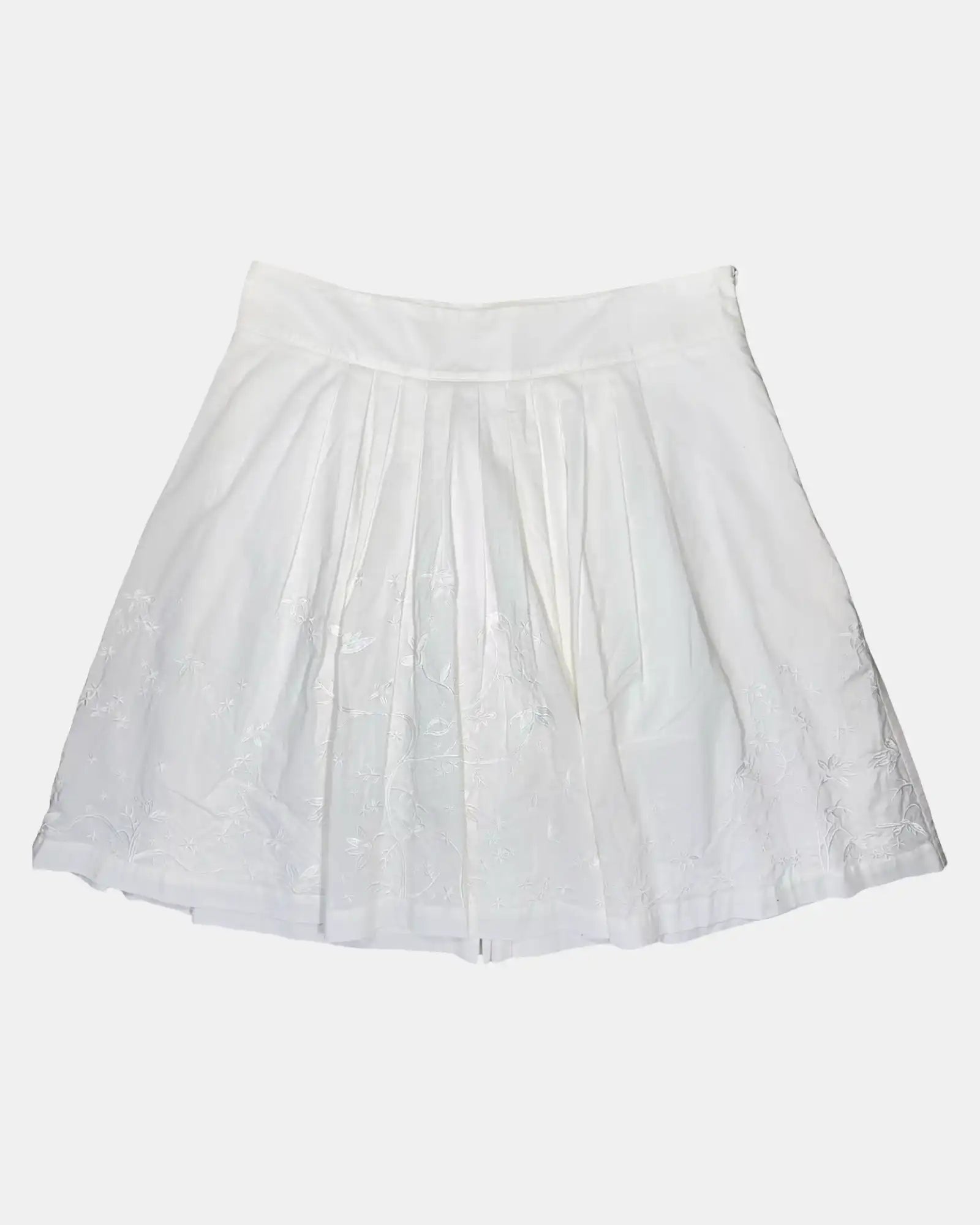 White Pleated Flowy Skirt