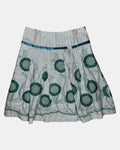 Green and White Checked Floral Midi Skirt