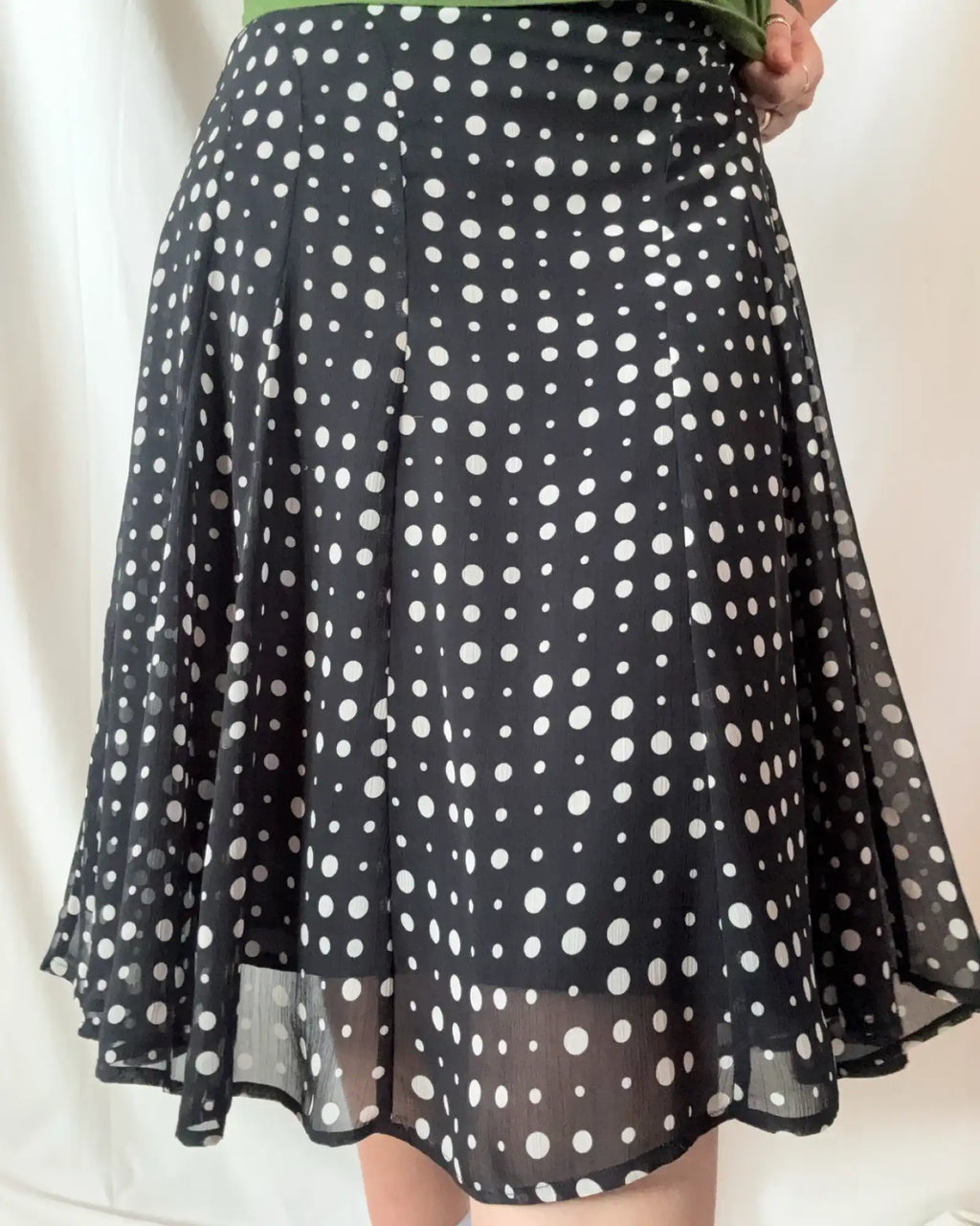 Black and White Dotted Midi Skirt