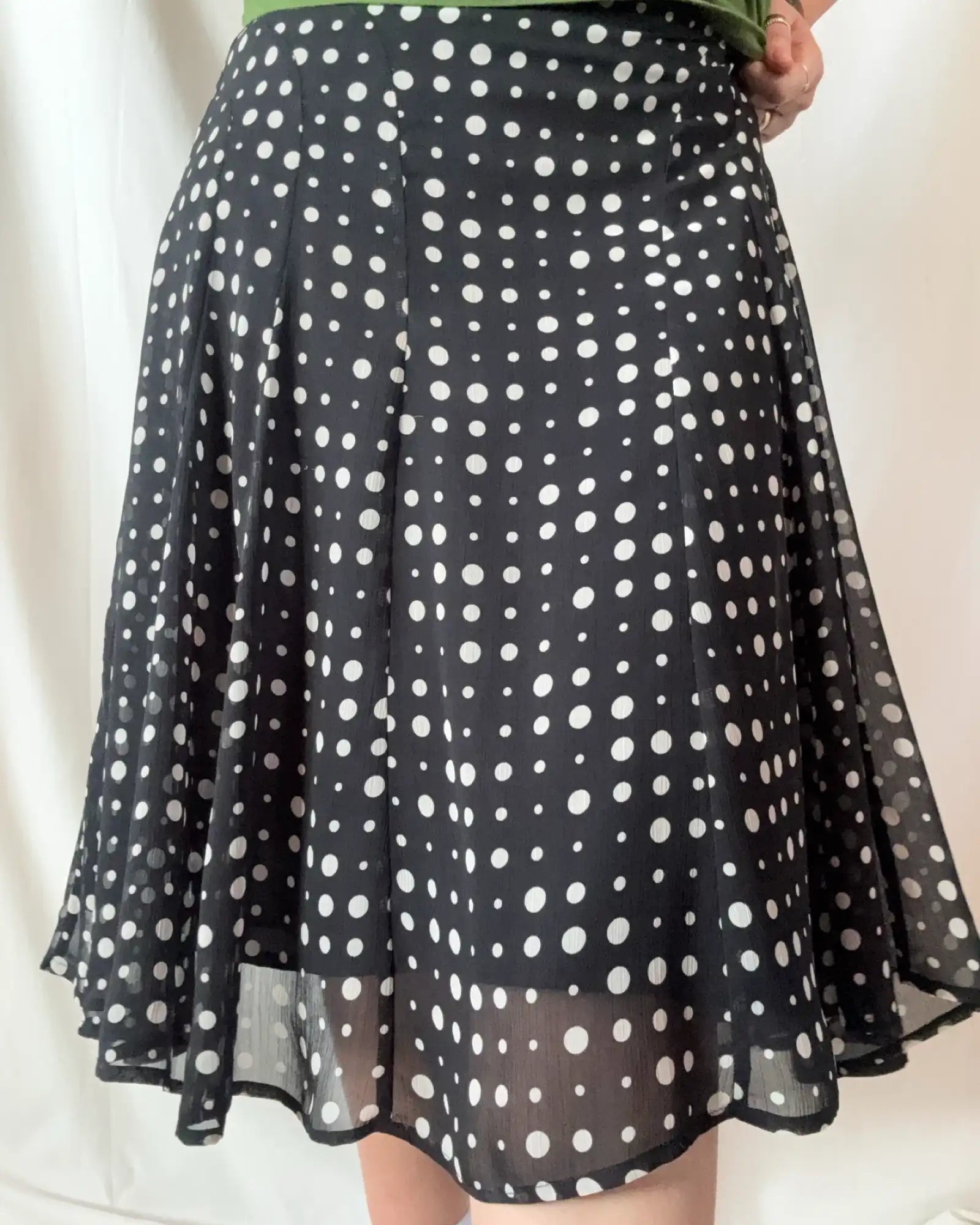 Black and White Dotted Midi Skirt
