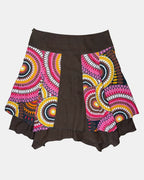 Brown Colourful Dot Layered Midi Skirt