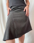 Black and White Striped Asymmetrical Midi Skirt