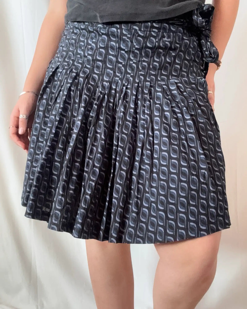 Black Blue Grey Midi Skirt
