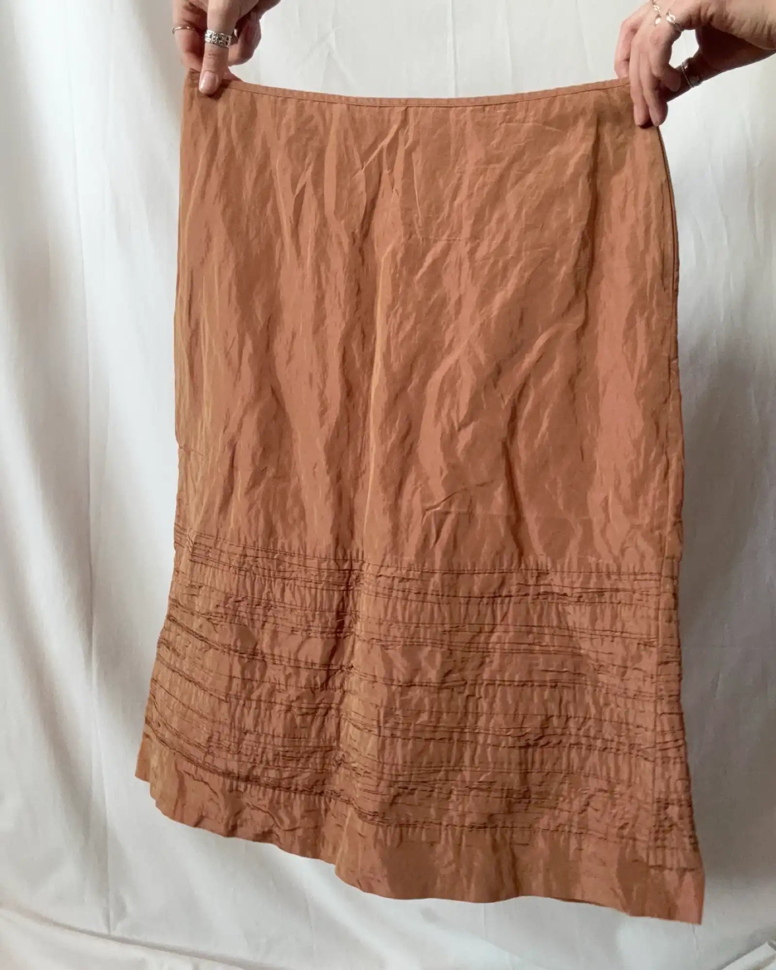 Brown Skirt with Rouched Bottom Detail